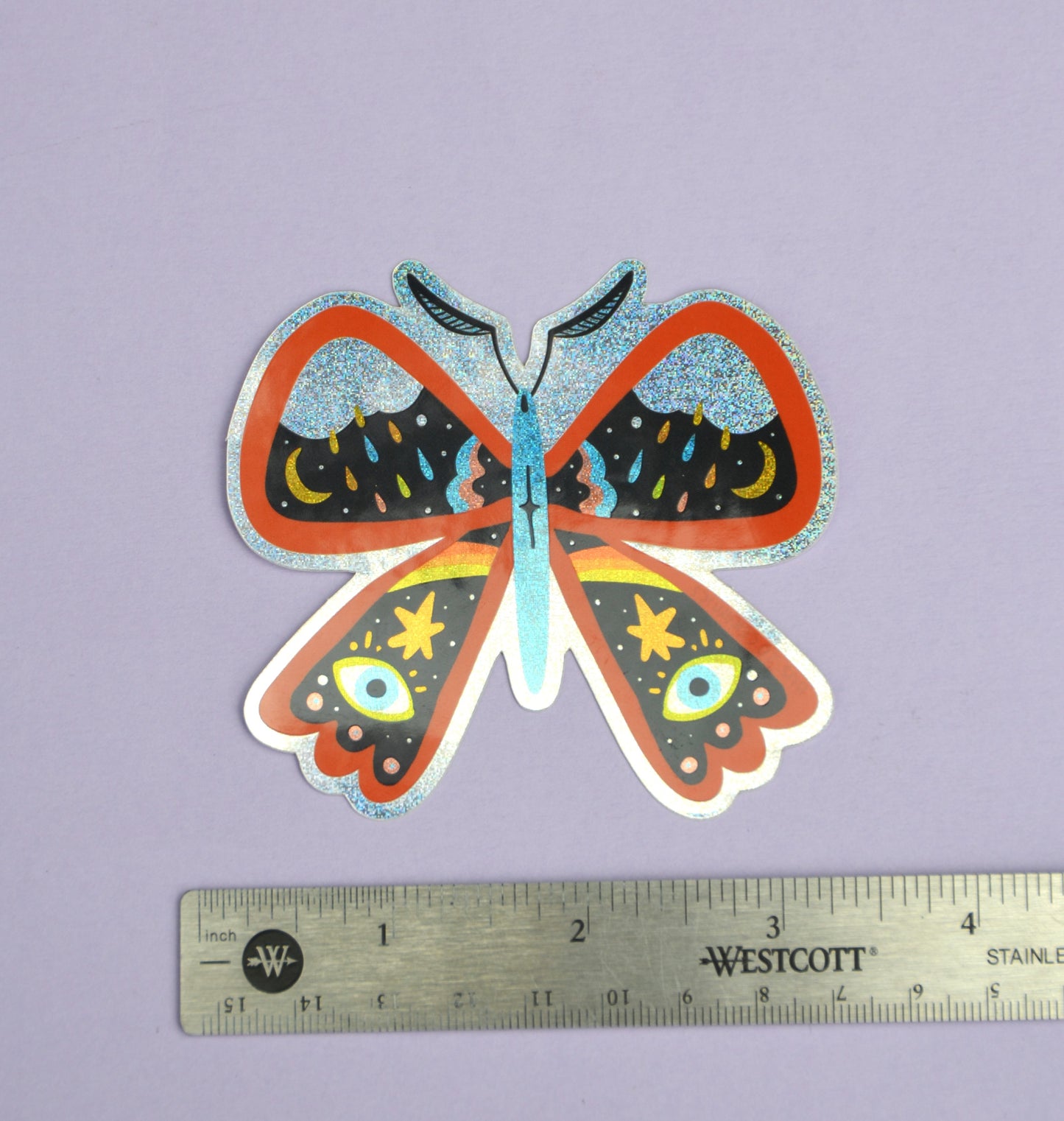Sky Moth 3" Sparkly Vinyl Sticker