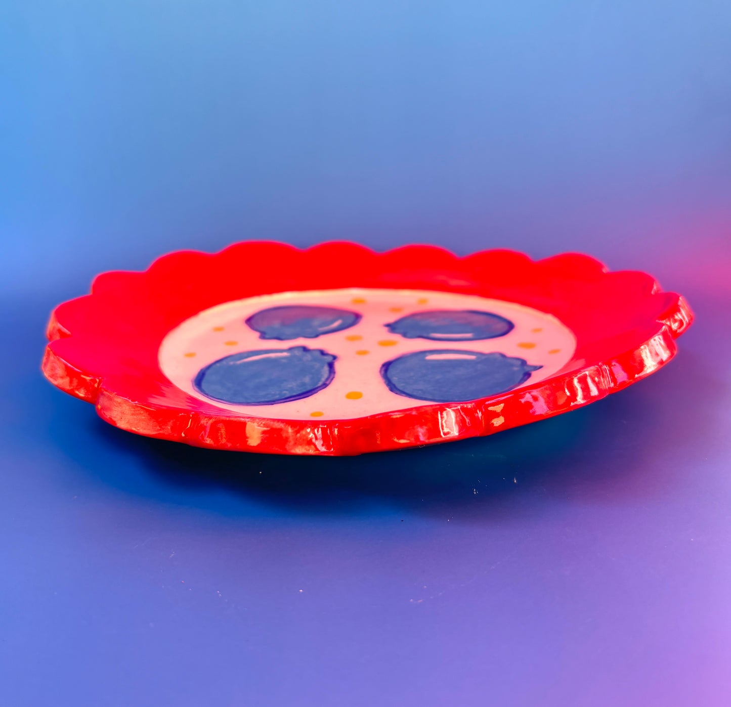 Scalloped Blueberry Plate