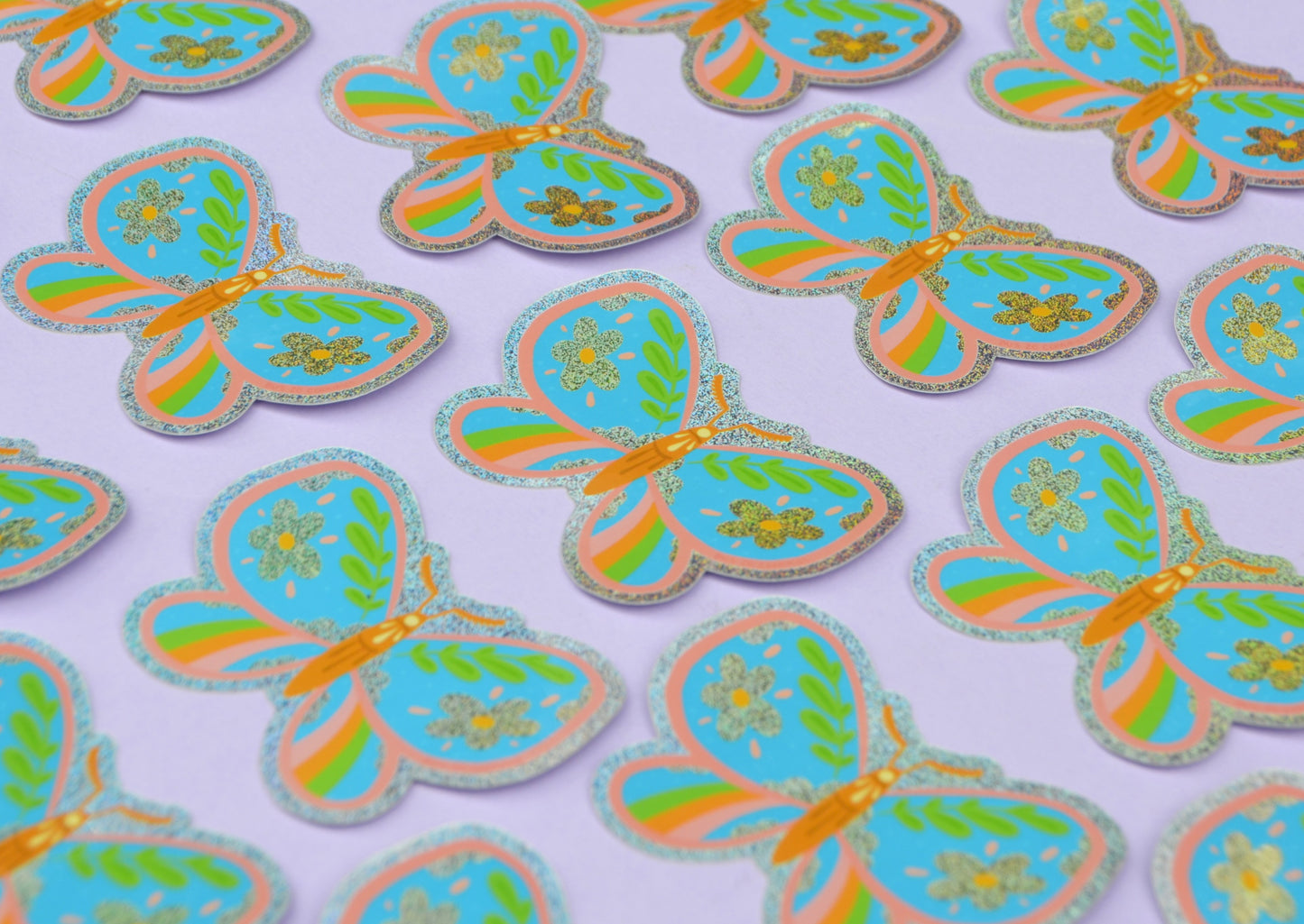 Blue Sparkly Spring Moth Sticker