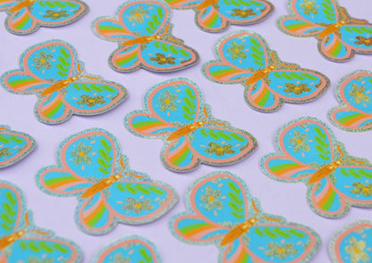 Blue Sparkly Spring Moth Sticker