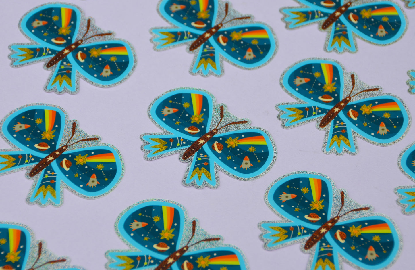 Space Moth 3" Glitter Vinyl Sticker