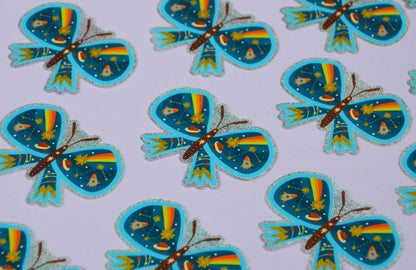 Space Moth 3" Glitter Vinyl Sticker
