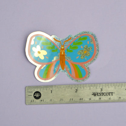 Blue Sparkly Spring Moth Sticker