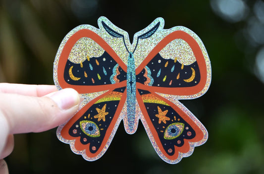 Sky Moth 3" Sparkly Vinyl Sticker