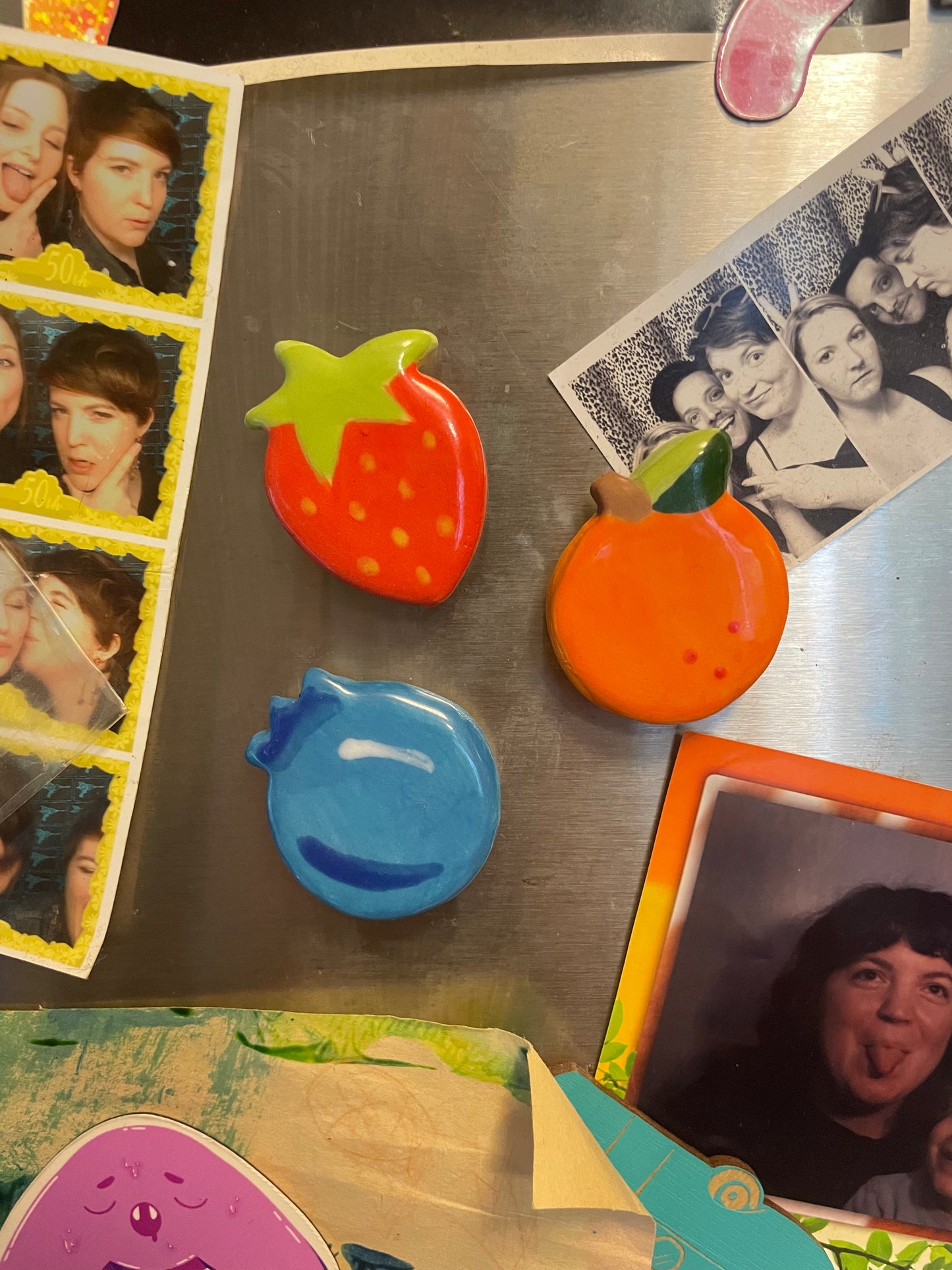 Fruit Magnet Set - Blueberry, Strawberry, and Orange