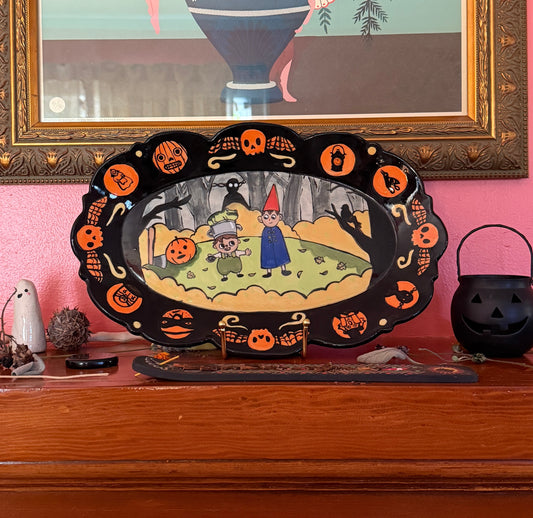 Over the Garden Wall 16" handpainted ceramic platter