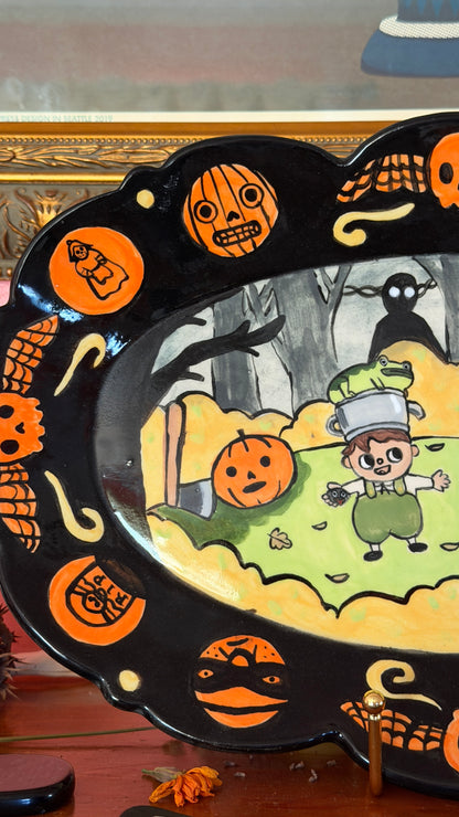 Over the Garden Wall 16" handpainted ceramic platter
