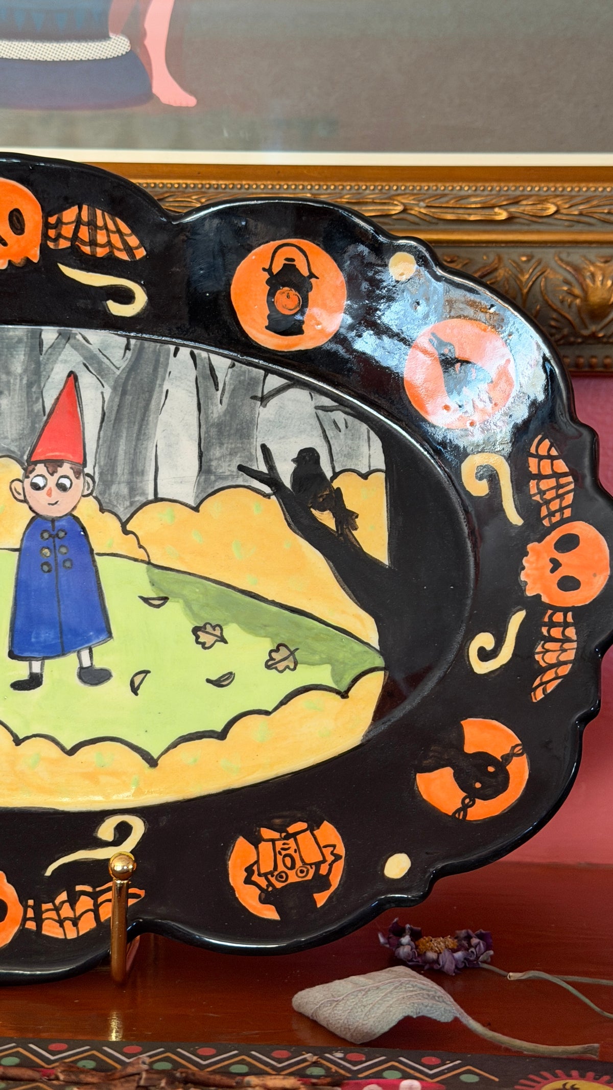 Over the Garden Wall 16" handpainted ceramic platter