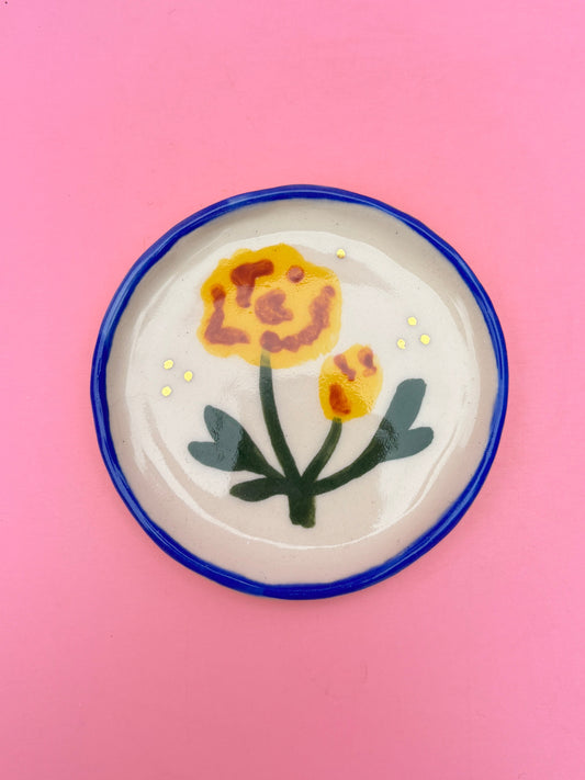 Yellow Flower Trinket Dish
