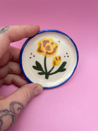 Yellow Flower Trinket Dish